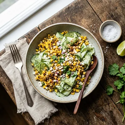 Street Corn Creamy Cucumber Salad - ready to serve