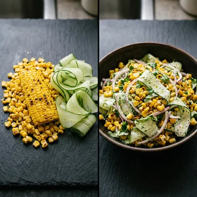 Street Corn Creamy Cucumber Salad - cooking process