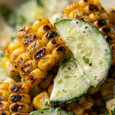 Street Corn Creamy Cucumber Salad - ingredients preparation