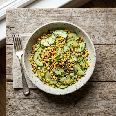 Street Corn Creamy Cucumber Salad - ready to serve