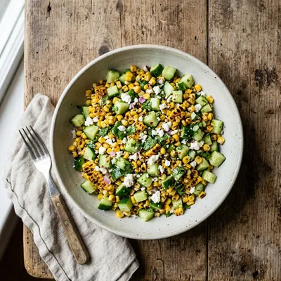 Street Corn Creamy Cucumber Salad - ready to serve