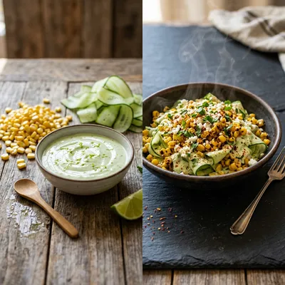Street Corn Creamy Cucumber Salad - cooking process