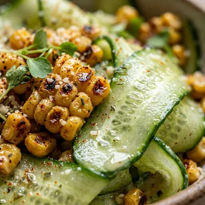 Street Corn Creamy Cucumber Salad - ingredients preparation