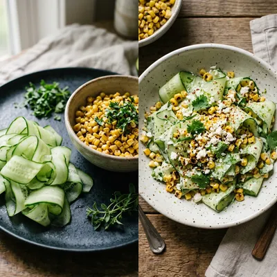 Street Corn Creamy Cucumber Salad - cooking process