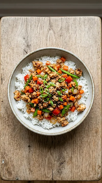 Ground Chicken Stir Fry Rice Bowls - cooking process