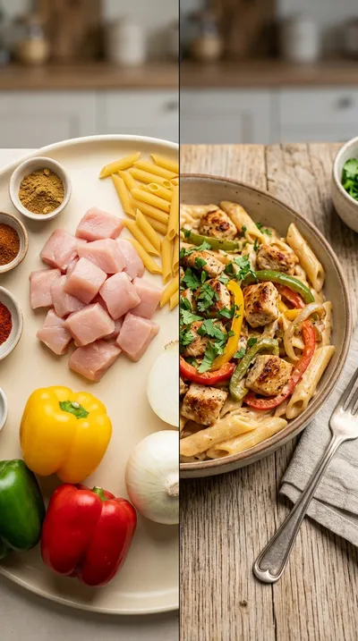 Creamy Chicken Fajita Pasta - ready to serve