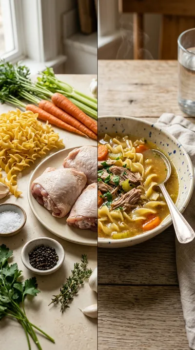 Homemade Chicken Noodle Soup from Scratch - ready to serve