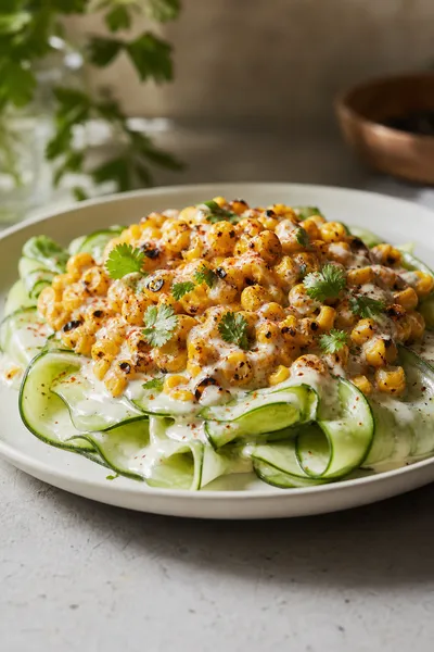 Street Corn Creamy Cucumber Salad - ingredients preparation