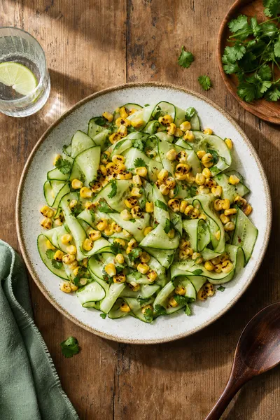 Street Corn Creamy Cucumber Salad - ready to serve