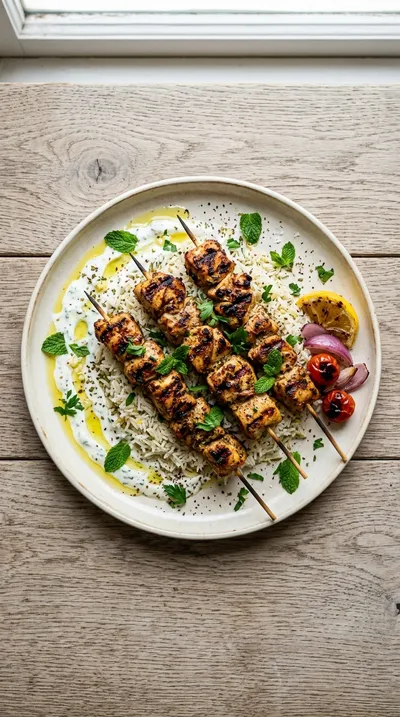 Grilled Greek Chicken Souvlaki Skewers - cooking process