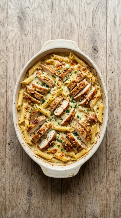 Baked Chicken Alfredo Pasta Casserole - cooking process