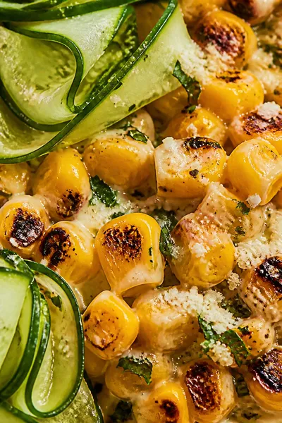 Street Corn Creamy Cucumber Salad - cooking process