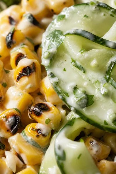 Street Corn Creamy Cucumber Salad - cooking process