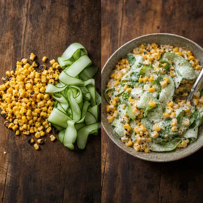 Street Corn Creamy Cucumber Salad - cooking process