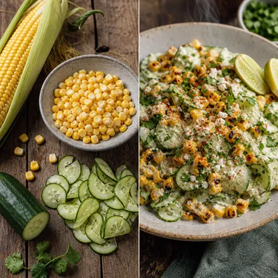 Street Corn Creamy Cucumber Salad - cooking process