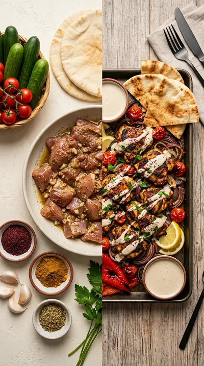 Sheet Pan Chicken Shawarma: Easy Mediterranean Meal - ready to serve