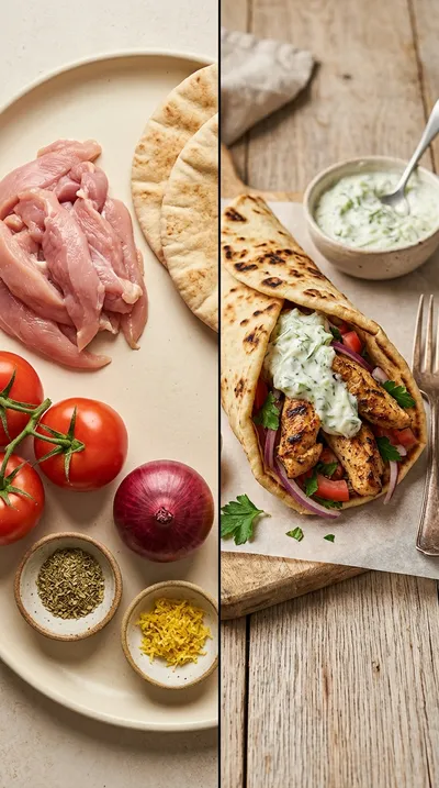 Greek Chicken Gyros With Tzatziki - ready to serve