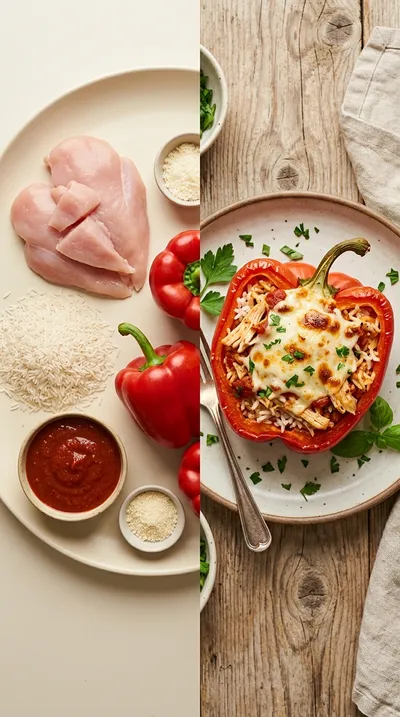 Cheesy Chicken Stuffed Peppers - ready to serve