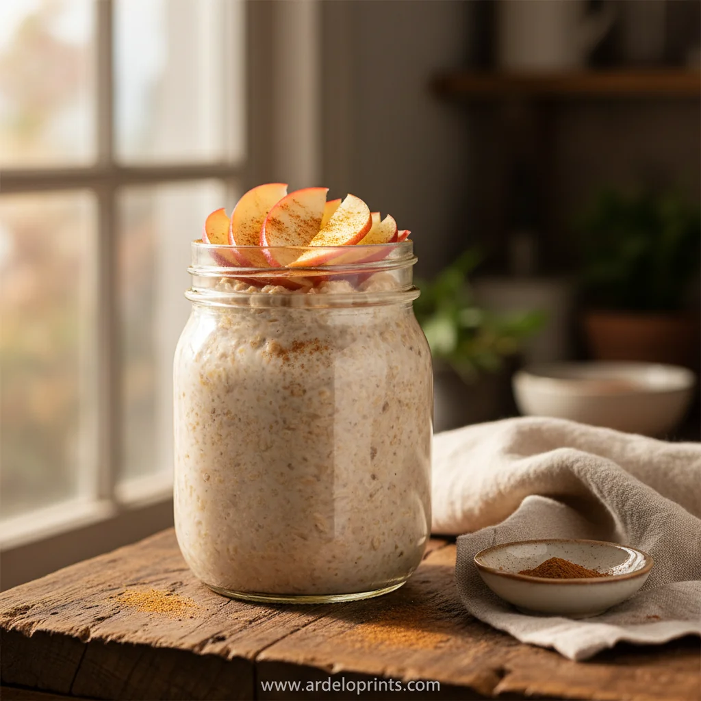 Apple Cinnamon Overnight Oats Recipe - feature image