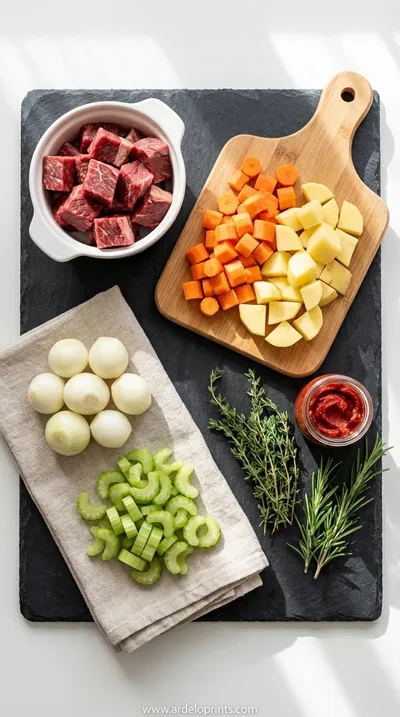 One-Pot Autumn Beef Stew: Cozy Fall Dinner Recipe - ingredients preparation