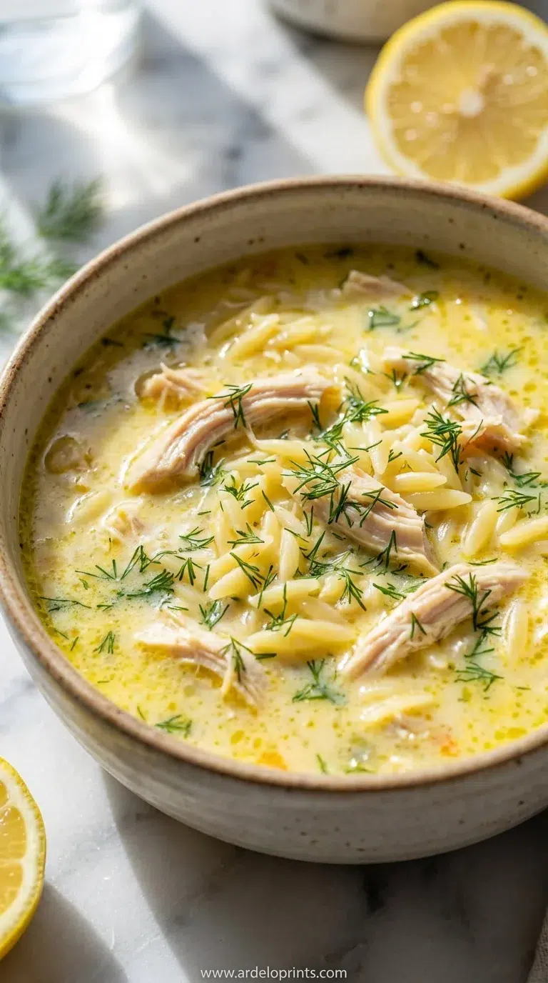 Avgolemono Greek Lemon Chicken Soup Recipe - feature image