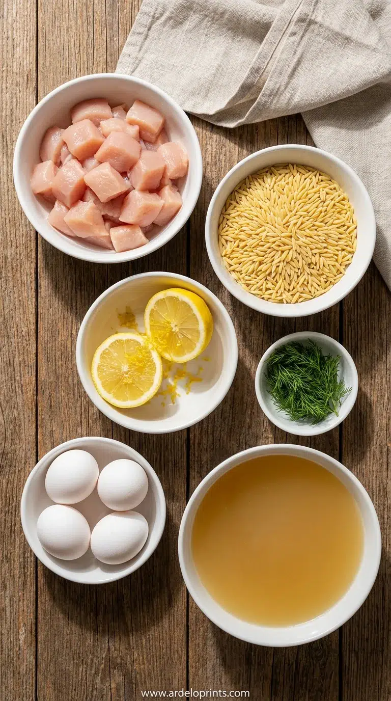 Avgolemono Greek Lemon Chicken Soup Recipe - ingredients preparation