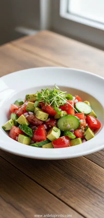 Avocado Tomato Cucumber Salad - ready to serve
