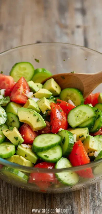 Avocado Tomato Cucumber Salad - ingredients preparation