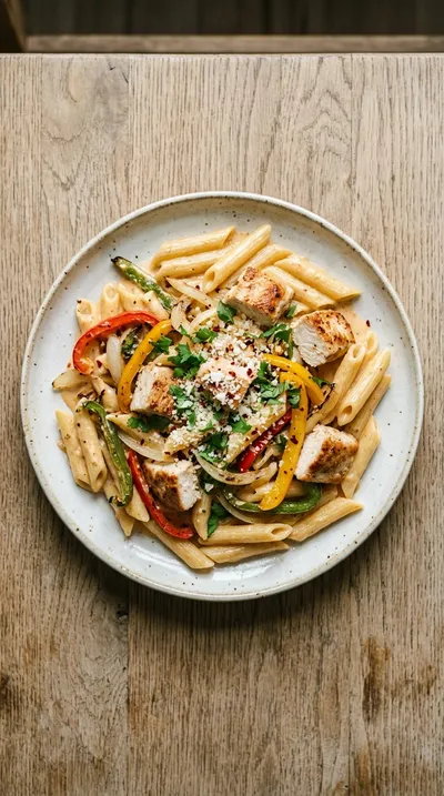 Creamy Chicken Fajita Pasta - cooking process