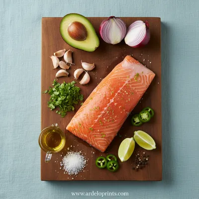Baked Cilantro Lime Salmon with Avocado Salsa - cooking process