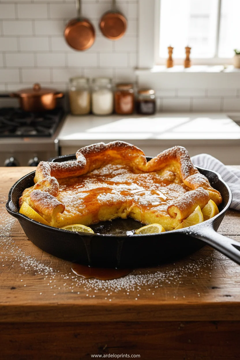 Baked German Pancake Recipe - Quick Oven Pancakes - feature image