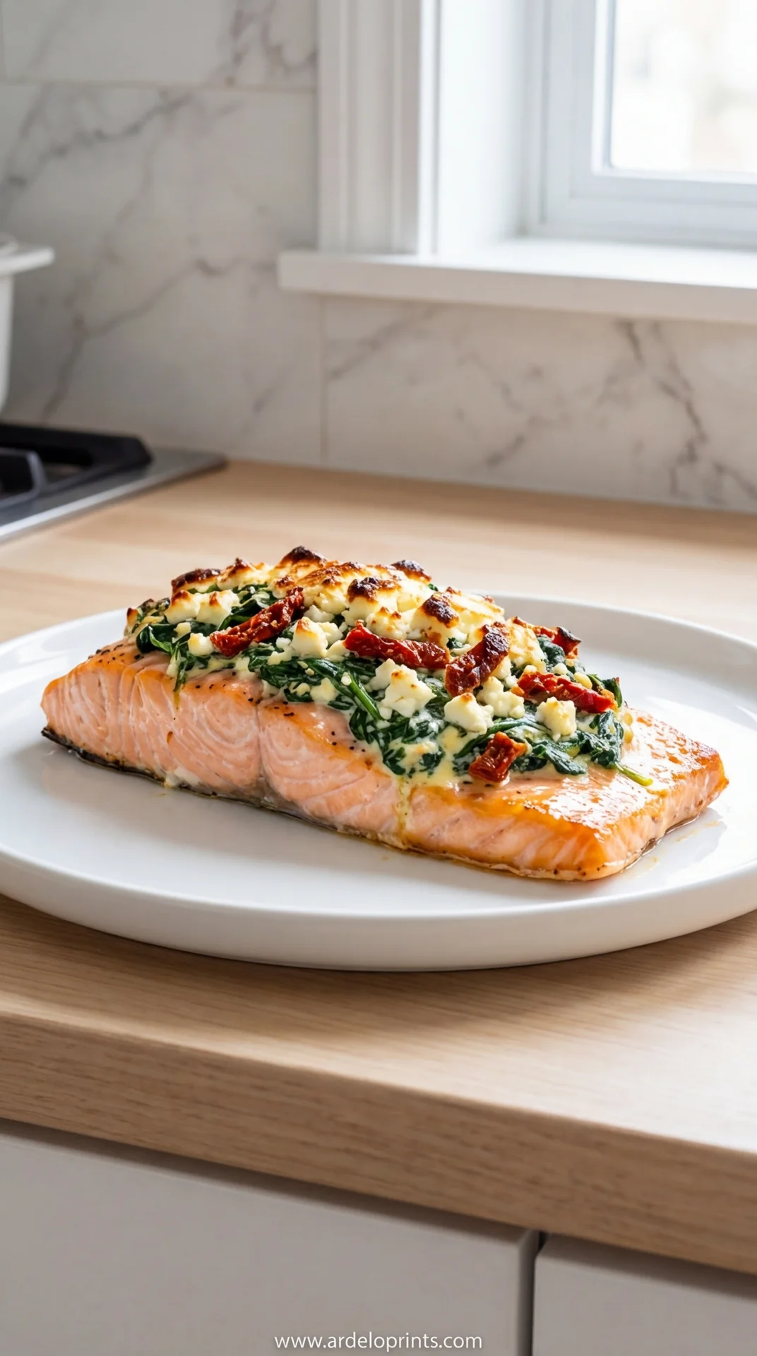 Baked Stuffed Salmon With Spinach And Feta - feature image