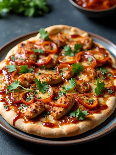 Easy BBQ Chicken Flatbread - ready to serve
