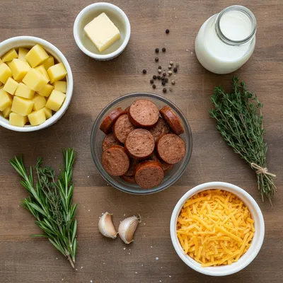 Beef Sausage Cheesy Potato Casserole - cooking process