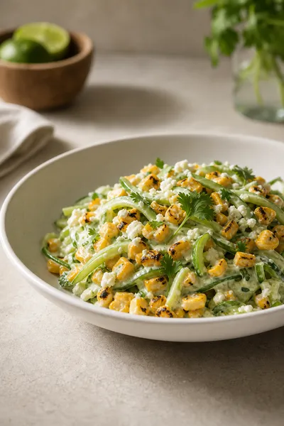 Street Corn Creamy Cucumber Salad - ingredients preparation
