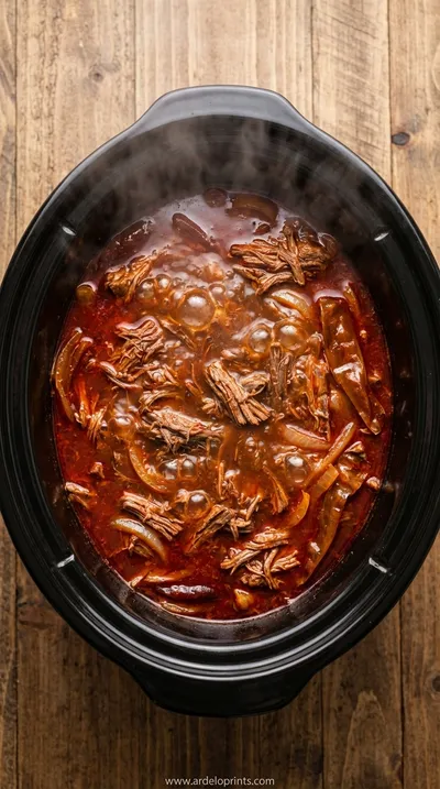 Crock Pot Birria Tacos Recipe: Easy & Delicious - cooking process