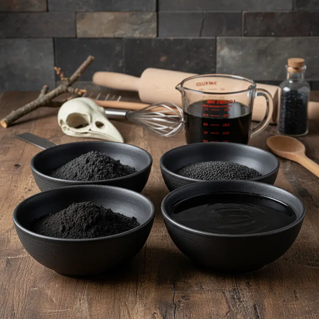 Black Halloween Brimstone Bread - ingredients preparation