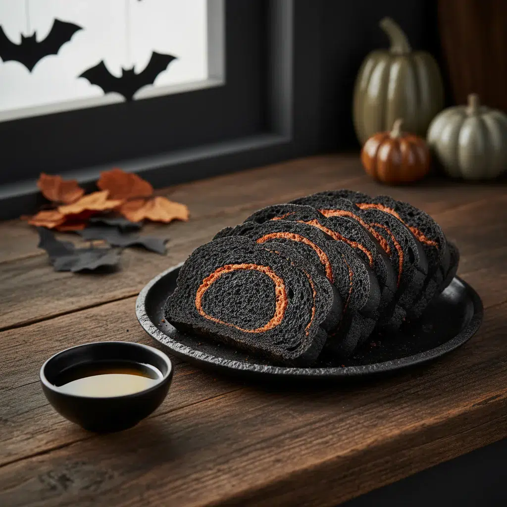 Black Halloween Brimstone Bread - final presentation