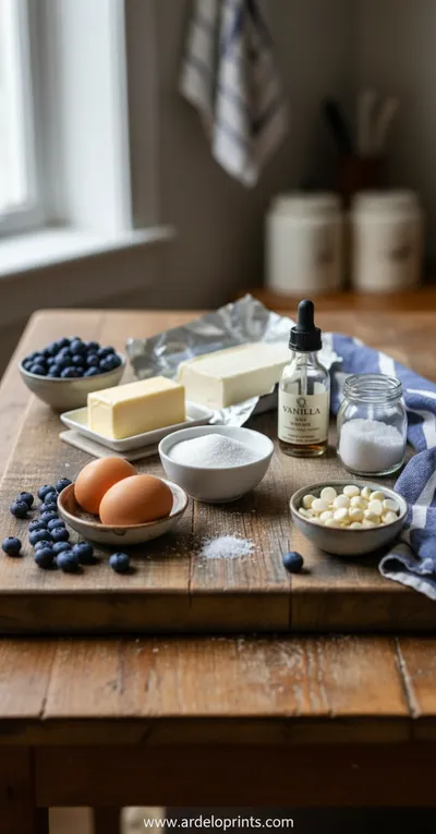 Blueberry Cheesecake Cookies - ingredients preparation