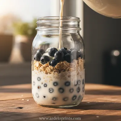 Blueberry Overnight Oats - ingredients preparation