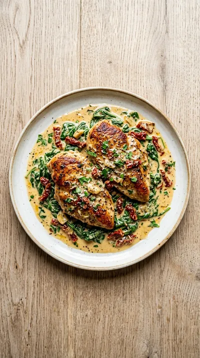 Creamy Tuscan Chicken with Spinach and Sun‑Dried Tomatoes - cooking process