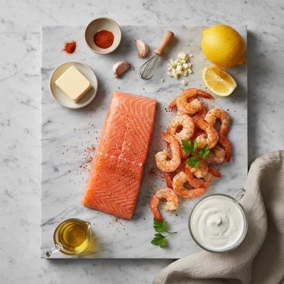 Cajun Shrimp and Salmon with Garlic Cream Sauce - cooking process