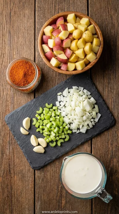 Cajun-Style Creamy Potato Soup: Warm Comfort Recipe - ingredients preparation