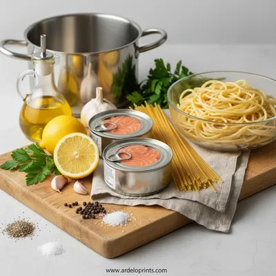 Canned Salmon Pasta - cooking process