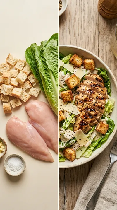 Grilled Chicken Caesar Salad with Homemade Dressing - ready to serve