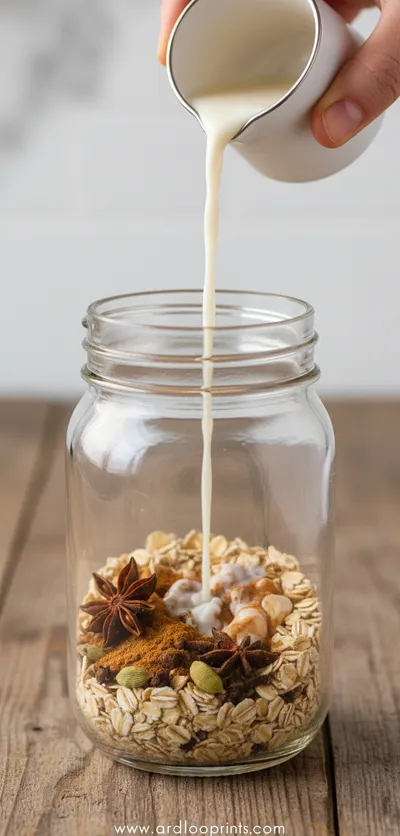 Easy Chai Spiced Overnight Oats - ingredients preparation