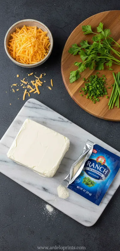 Cheddar Ranch Cheeseball - ingredients preparation