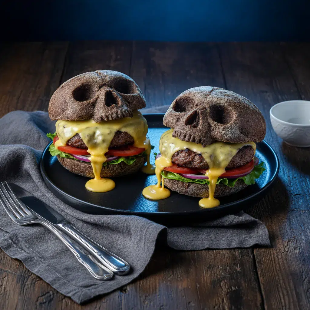 Cheeseburger Skulls: Spooky Halloween Dinner Recipe - final presentation