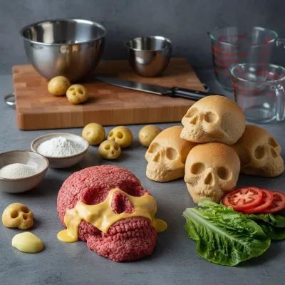 Cheeseburger Skulls: Spooky Halloween Dinner Recipe - ingredients preparation