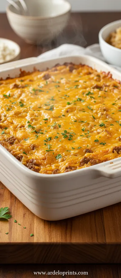 Cheesy Ground Beef and Rice Casserole